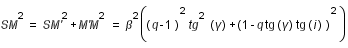 SM^2 = SM'^2 + M'M^2 = beta^2*( (q-1)^2 * tg^2*((gamma))+((1-q*tg(gamma)*tg(i))^2))