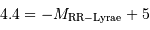 4.4= -M _{\mathrm{RR-Lyrae}}+5