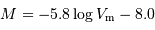 M = -5.8 \log V _{\mathrm{m}} - 8.0