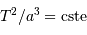 T^2/a^3 = \mathrm{cste}