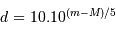 d = 10 . 10^{(m-M)/5}