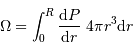 \Omega = \int_0^R { {\mathrm{d}} P\over {\mathrm{d}} r} \ 4\pi r^{3} {\mathrm{d}} r