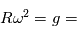 R\omega^2=g=