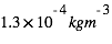 1.3*10^(-4)*kgm^(-3)