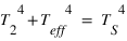 T_2^4 + T_eff^4 = T_S^4