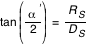 tan(alpha^'/2)=R_S/D_S